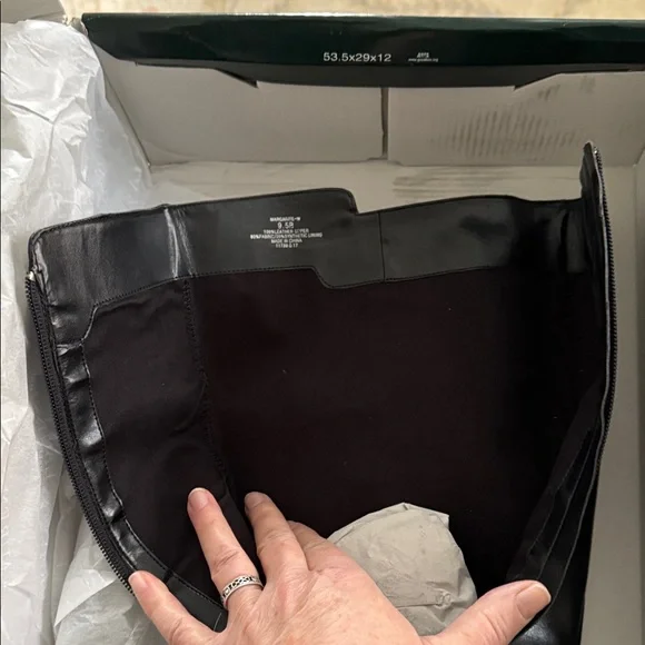 NWT Ralph Lauren Margarite Black Leather 1" Heel Riding Boots Size 9.5 wide calf - Picture 7 of 16